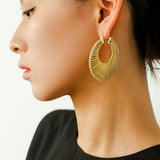 Minimalist Woven Leather Hoop Earrings-Gembea Jewelry
