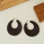 Minimalist Woven Leather Hoop Earrings-Gembea Jewelry