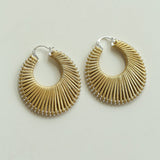 Minimalist Woven Leather Hoop Earrings-Gembea Jewelry