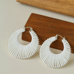 Minimalist Woven Leather Hoop Earrings-Gembea Jewelry