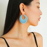 Minimalist Woven Leather Hoop Earrings-Gembea Jewelry