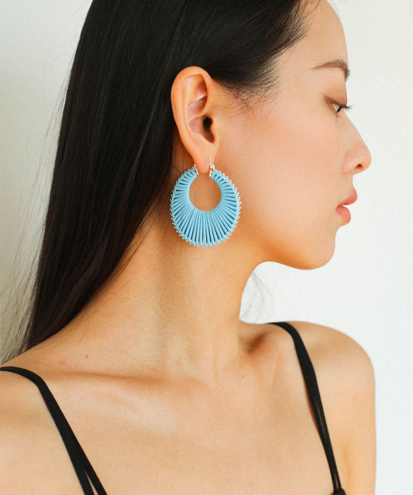 Minimalist Woven Leather Hoop Earrings-Gembea Jewelry