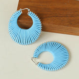 Minimalist Woven Leather Hoop Earrings-Gembea Jewelry