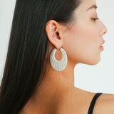 Minimalist Woven Leather Hoop Earrings-Gembea Jewelry