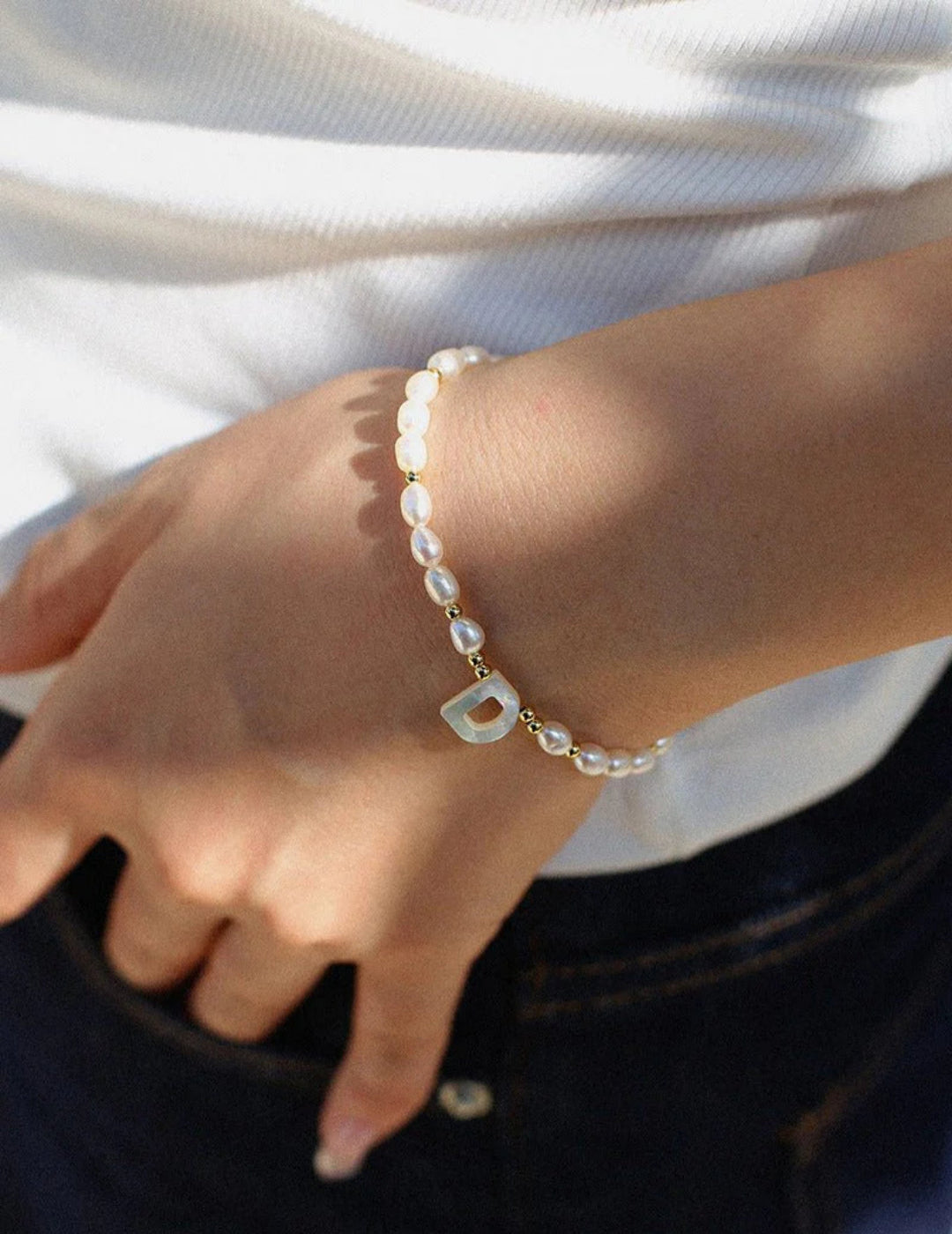 Freshwater Pearl 26-Letter Name Bracelet-Gembea Jewelry