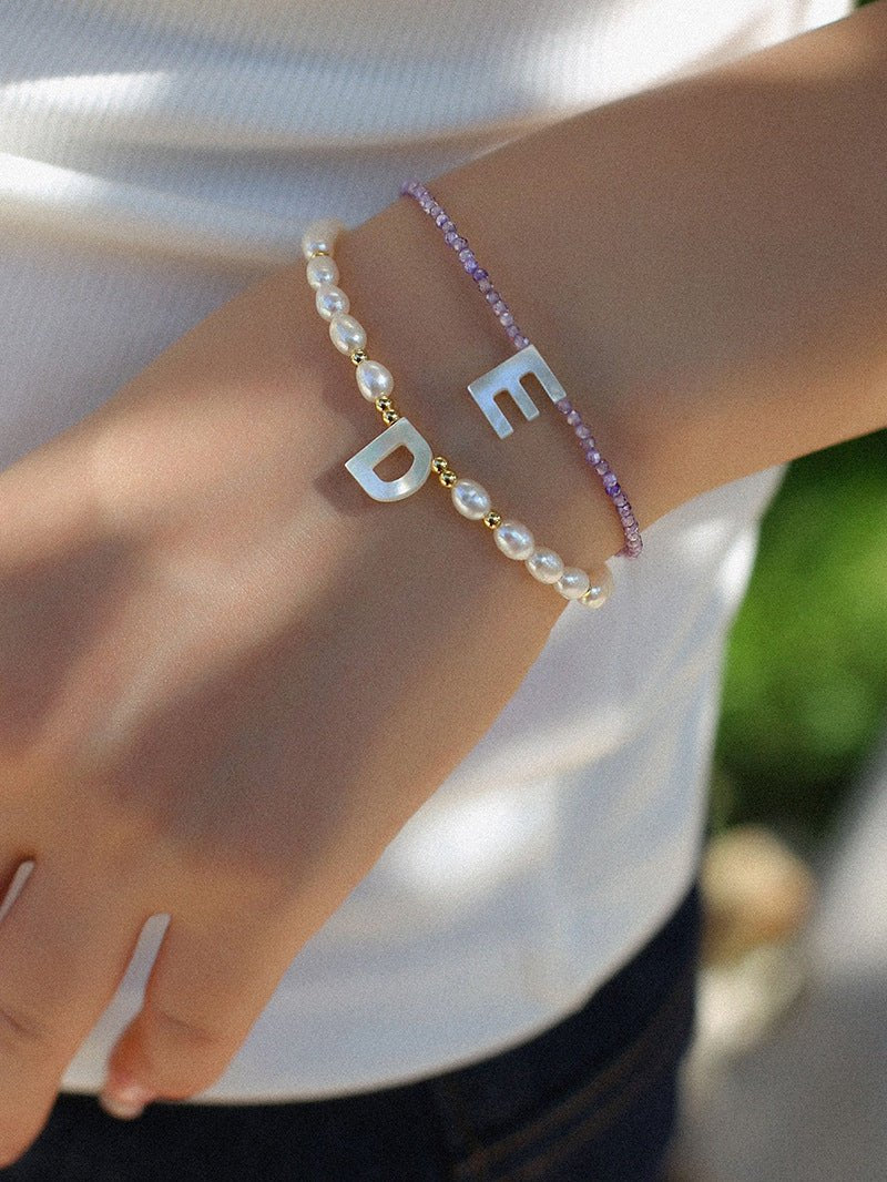 Freshwater Pearl 26-Letter Name Bracelet-Gembea Jewelry
