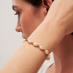 Gold Bean Baroque Pearl Beaded Bracelet gembea jewelry
