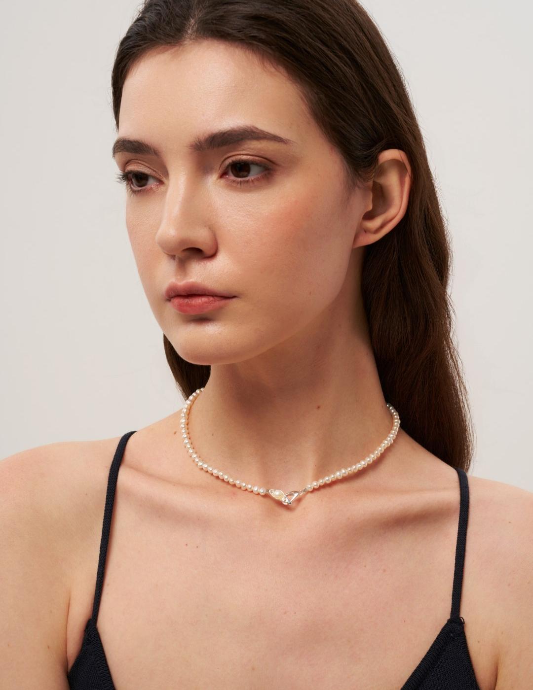 Bean Pod Freshwater Pearl Beaded Necklace gembea jewelry