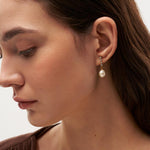 Vertical Zircon Freshwater Pearl Earrings gembea jewelry