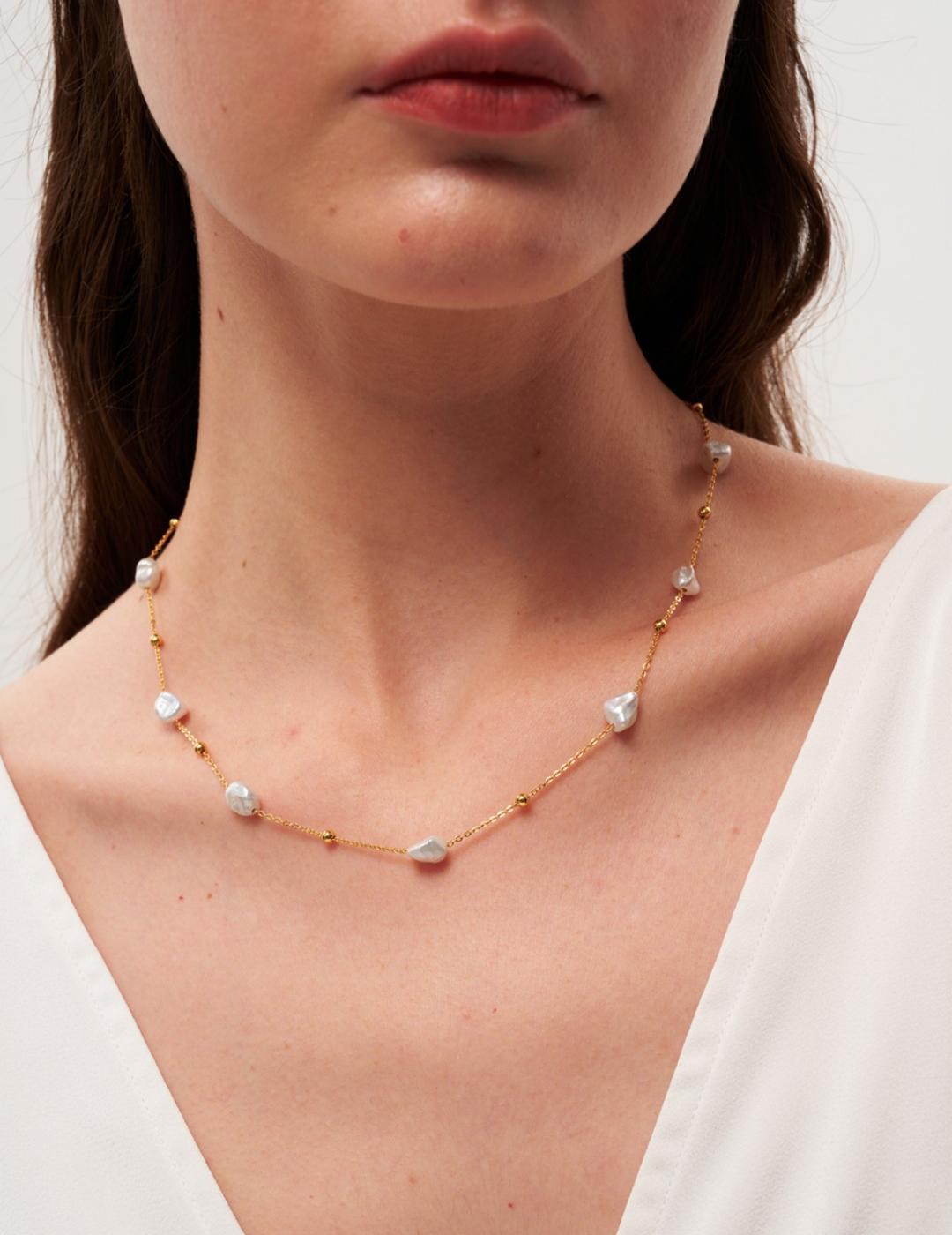 Irregular Baroque Pearl Chain Necklace