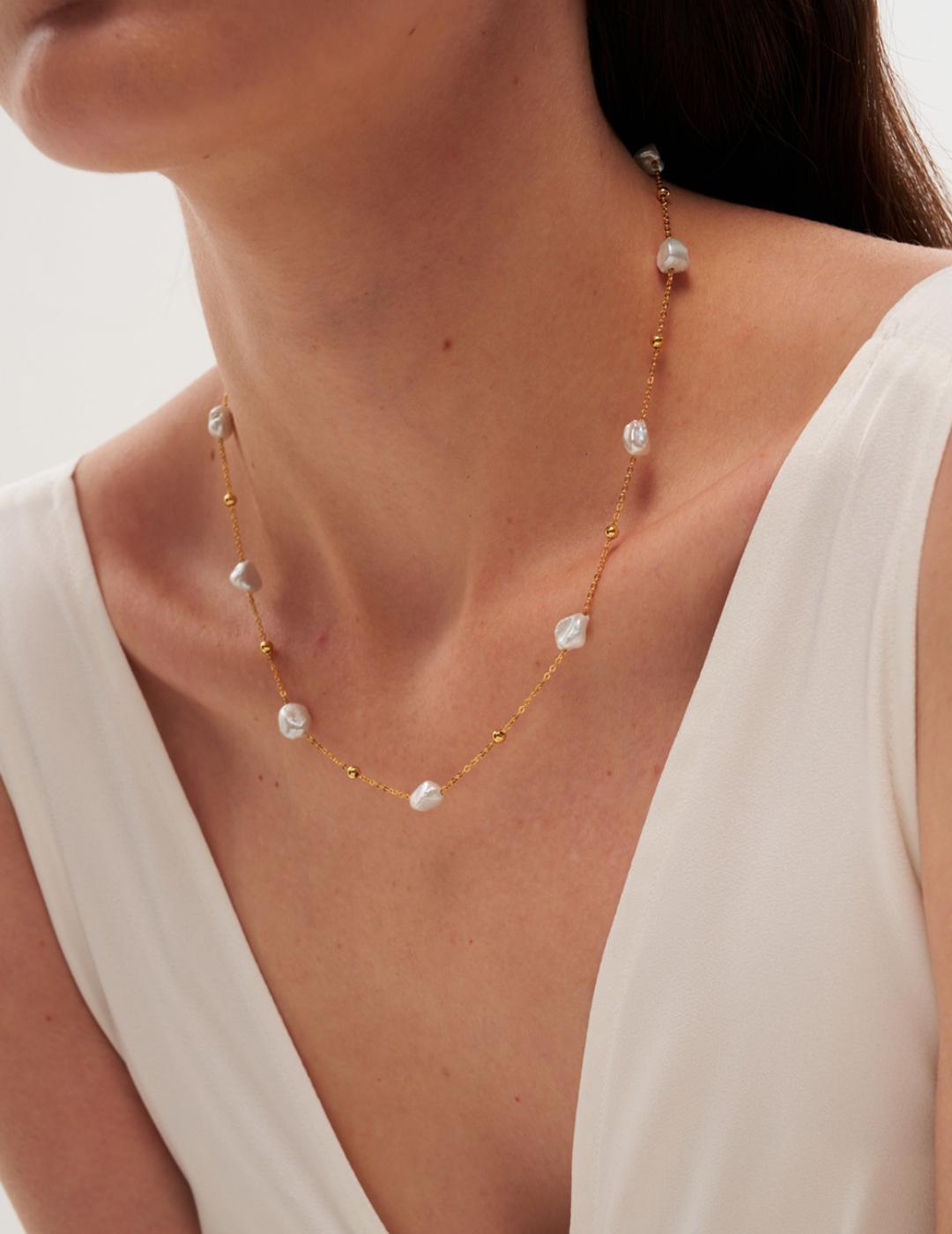 Irregular Baroque Pearl Chain Necklace