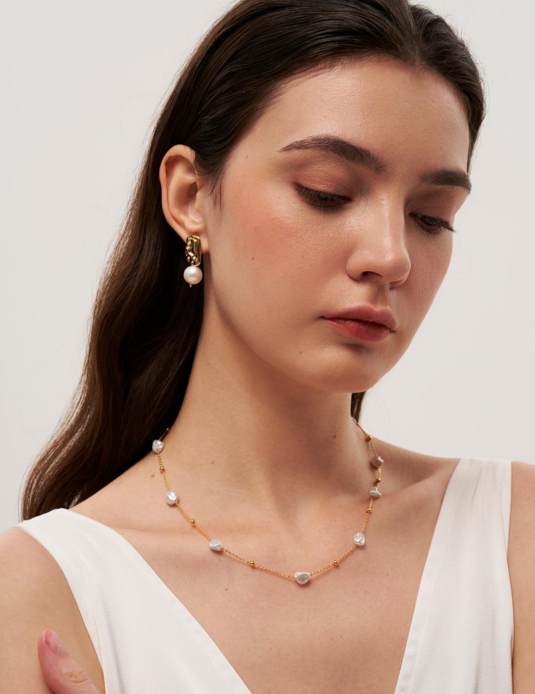 Irregular Baroque Pearl Chain Necklace