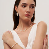 Gold Bean Baroque Pearl Beaded Bracelet gembea jewelry