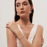 Gold Bean Baroque Pearl Beaded Bracelet gembea jewelry