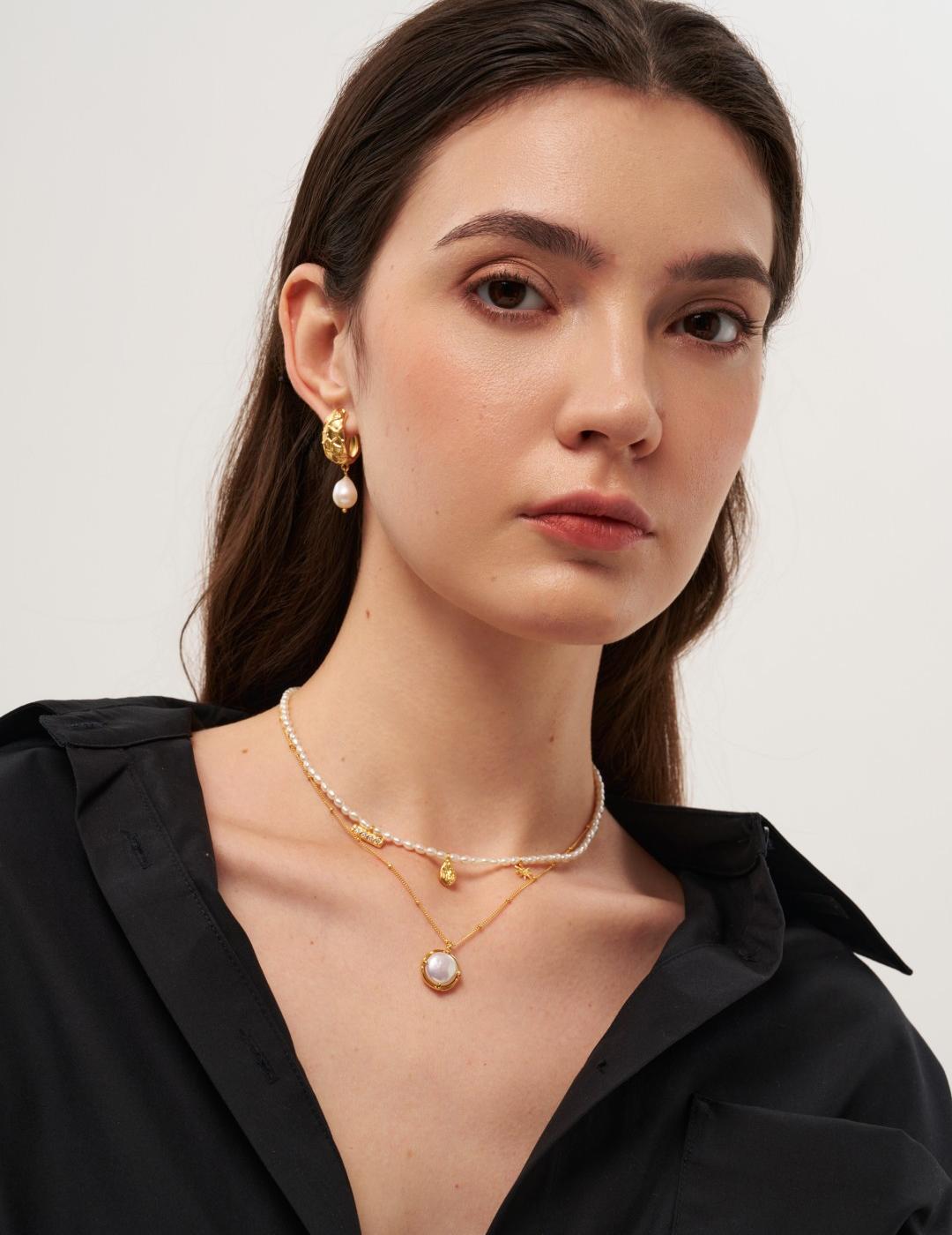 Zircon Natural Pearl Beaded Choker Necklace