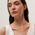 Gold Bean Baroque Pearl Beaded Necklace gembea jewelry
