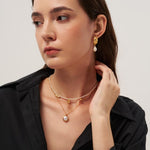 Round Baroque Pearl Pendant Chain Necklace gembea jewelry