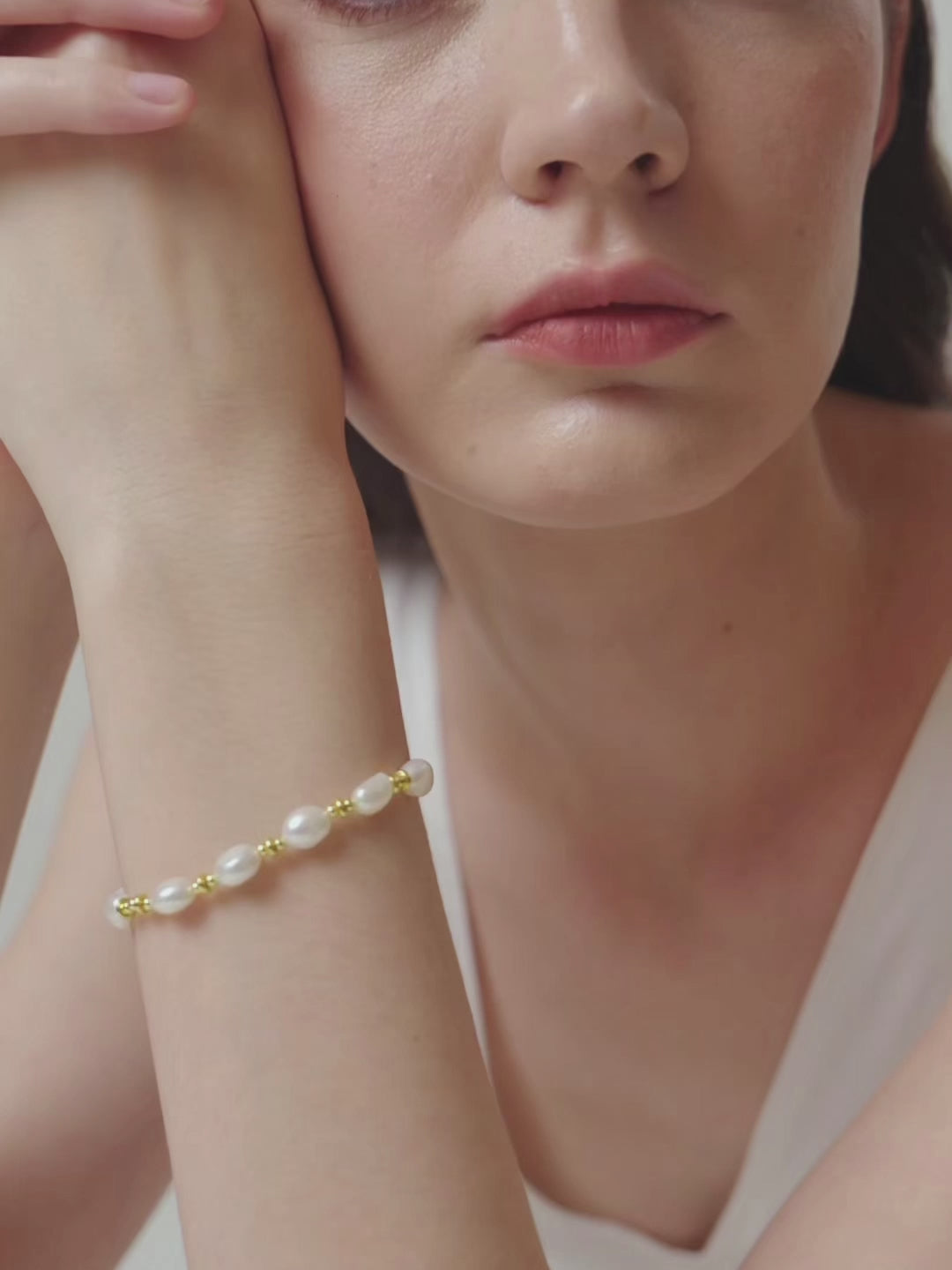 Gold Bean Baroque Pearl Beaded Bracelet gembea jewelry