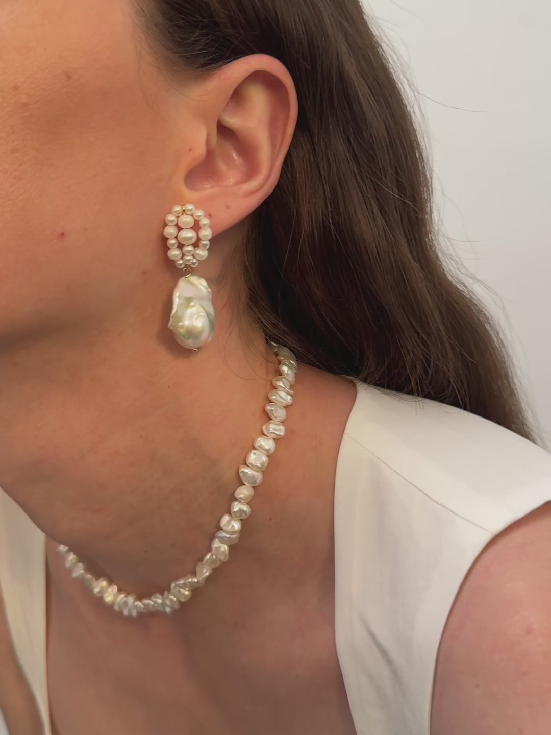 Hand-woven Genuine Baroque Pearl Earrings gembea jewelry