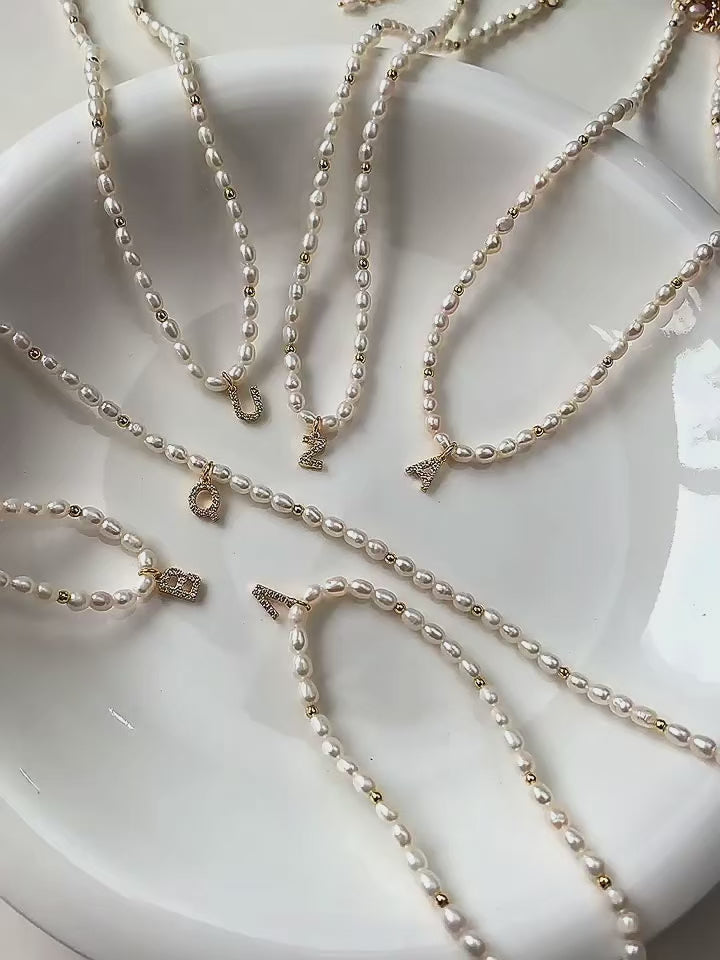 26 Letter Initial Pearl Necklace gembea jewelry