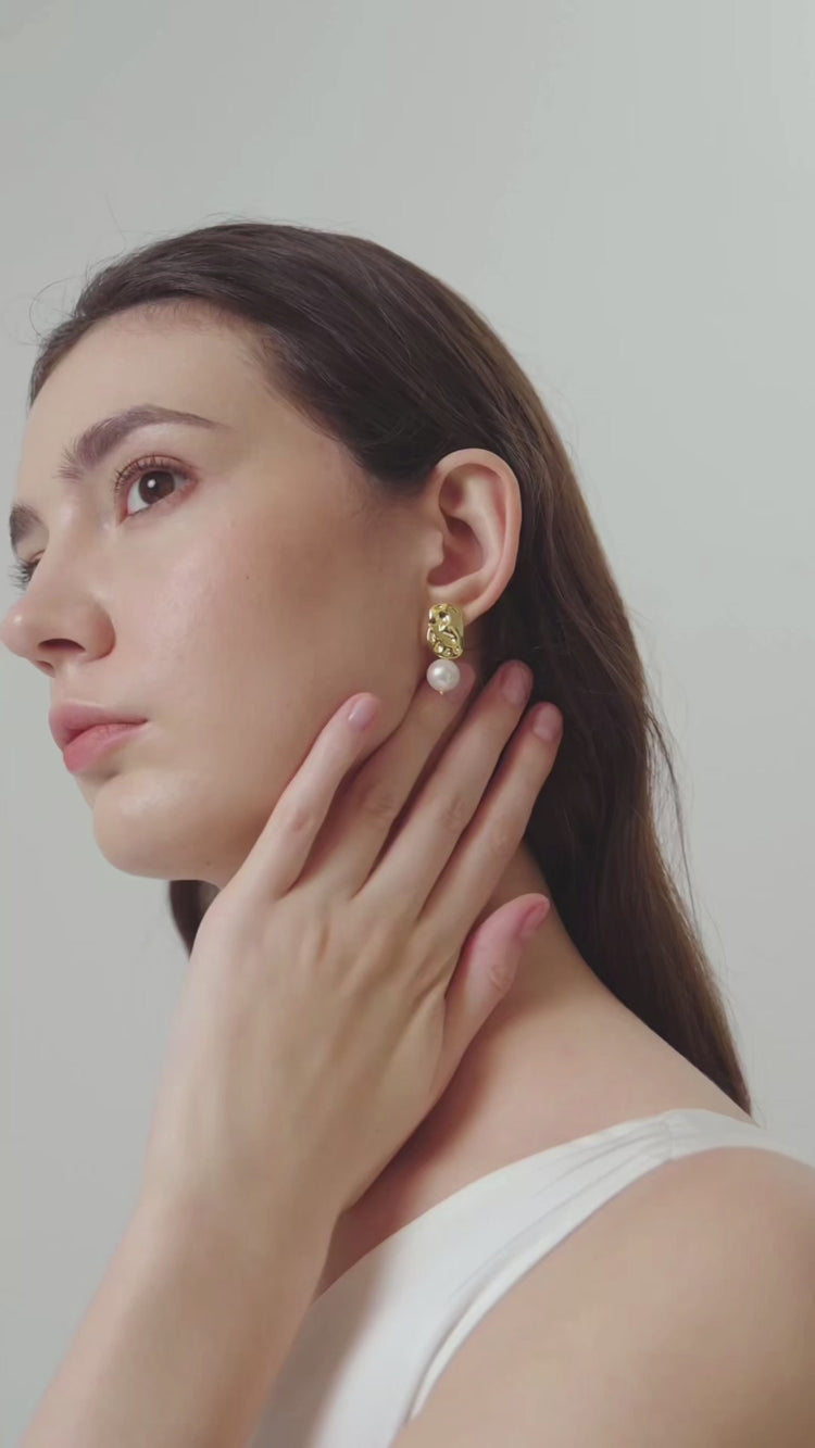 Dainty Baroque Pearl Stud Earrings gembea jewelry