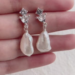 Stella Cubic Zirconia Baroque Pearl Earrings gembea jewelry