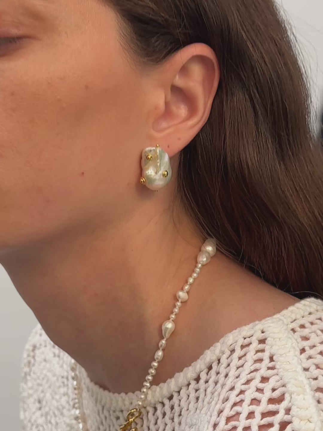 Viva Natural Baroque Pearl Stud Earrings gembea jewelry