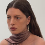 Capri Irregular Blue Zircon Pearl Long Earrings GEMBEA JEWELRY