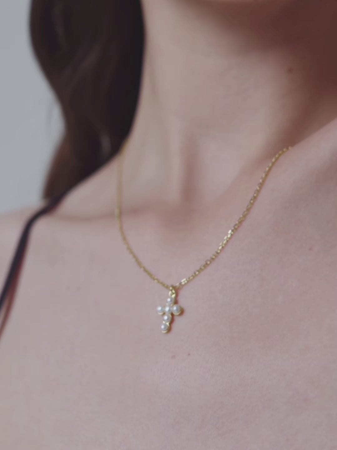 Cross Freshwater Pearl Pendant Chain Necklace gembea jewelry
