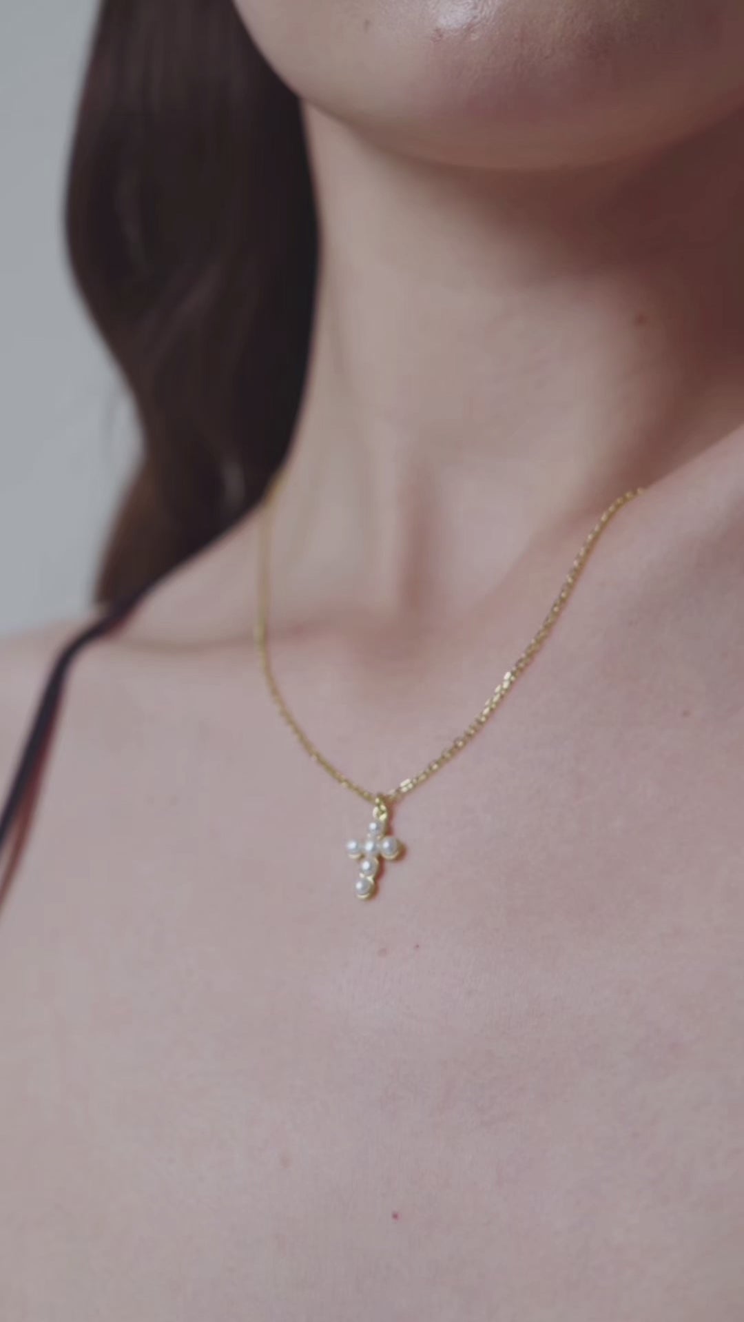 Cross Freshwater Pearl Pendant Chain Necklace gembea jewelry