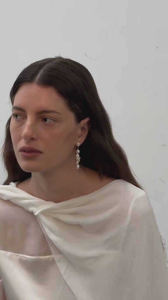 Capri Irregular Freshwater Pearl Long Earrings gembea jewelry