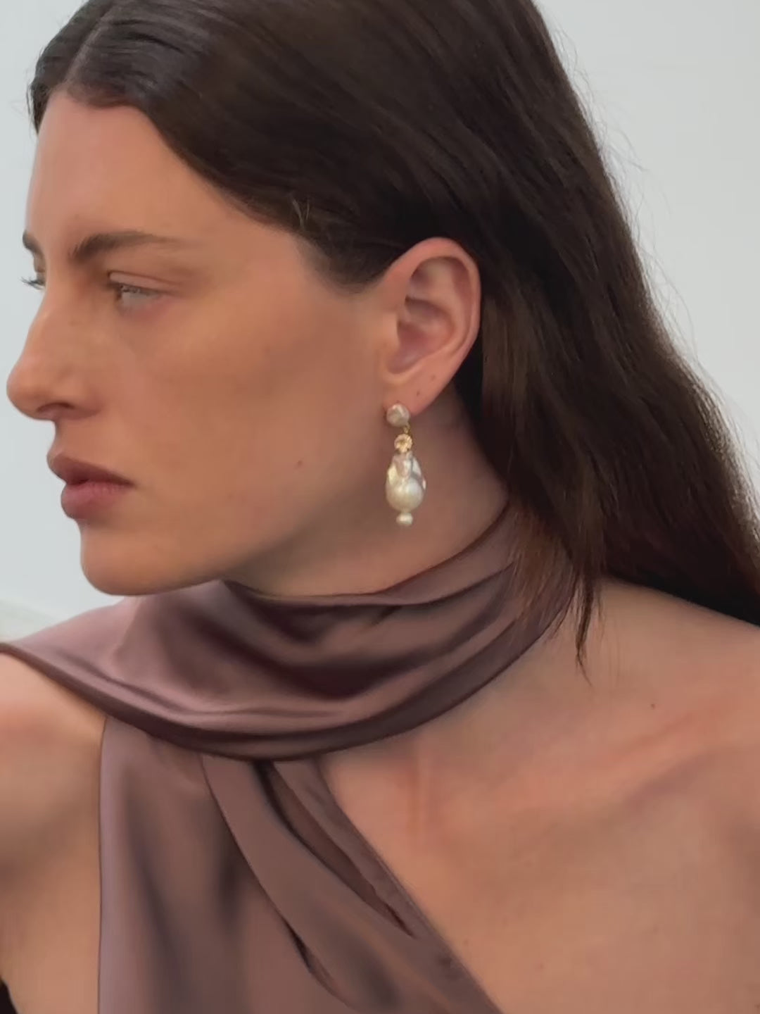 Amalfi Large Baroque Pearl Drop Earrings-Champagne gembea jewelry