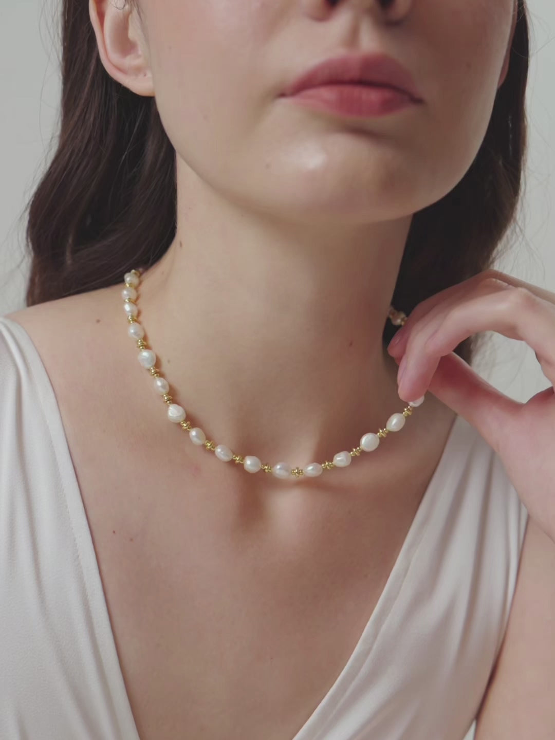 Gold Bean Baroque Pearl Beaded Necklace gembea jewelry