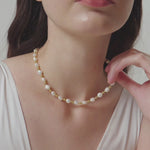 Gold Bean Baroque Pearl Beaded Necklace gembea jewelry