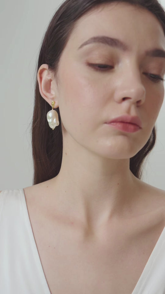 Lava Metal Baroque Pearl Drop Earrings gembea jewelry