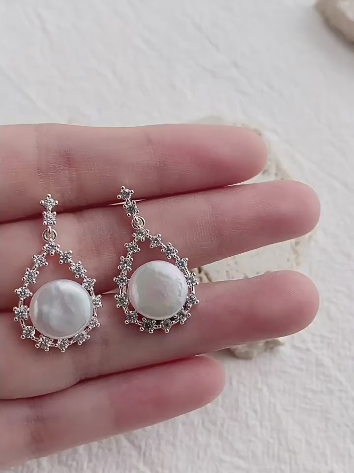 Celeste Cubic Zirconia Baroque Pearl Earrings gembea jewelry
