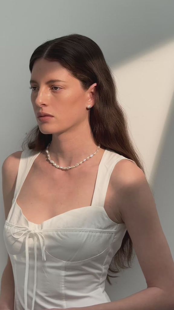 Minimalist Irregular Baroque Pearl Necklace gembea jewelry