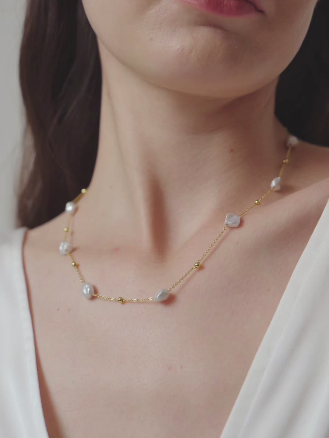Irregular Baroque Pearl Chain Necklace