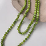 Green Grape Stone Beaded Long Necklace 8mm-Gembea Jewelry