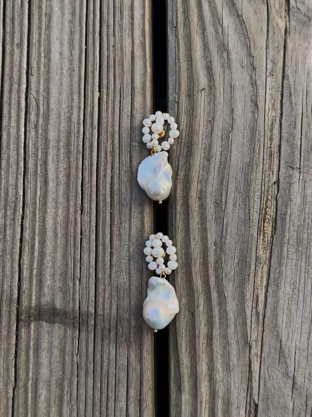Hand-woven Genuine Baroque Pearl Earrings-gembea jewelry