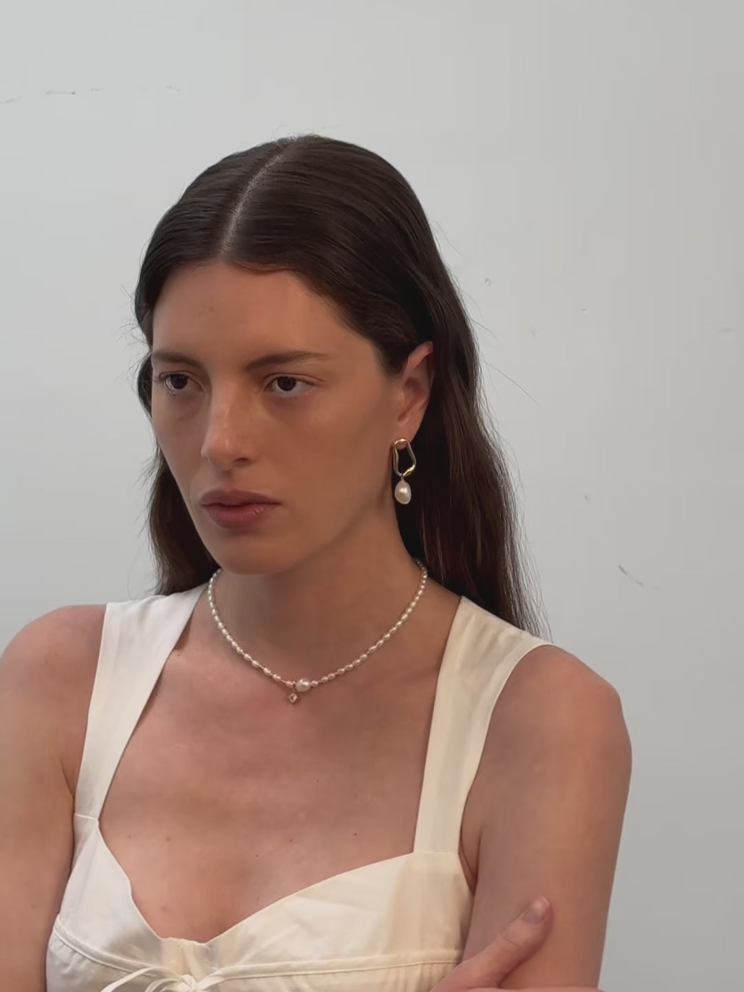 Silent Glow Cubic Zircon Pendant Pearl Necklace gembea jewelry