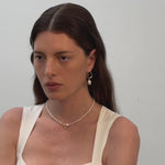 Silent Glow Cubic Zircon Pendant Pearl Necklace gembea jewelry