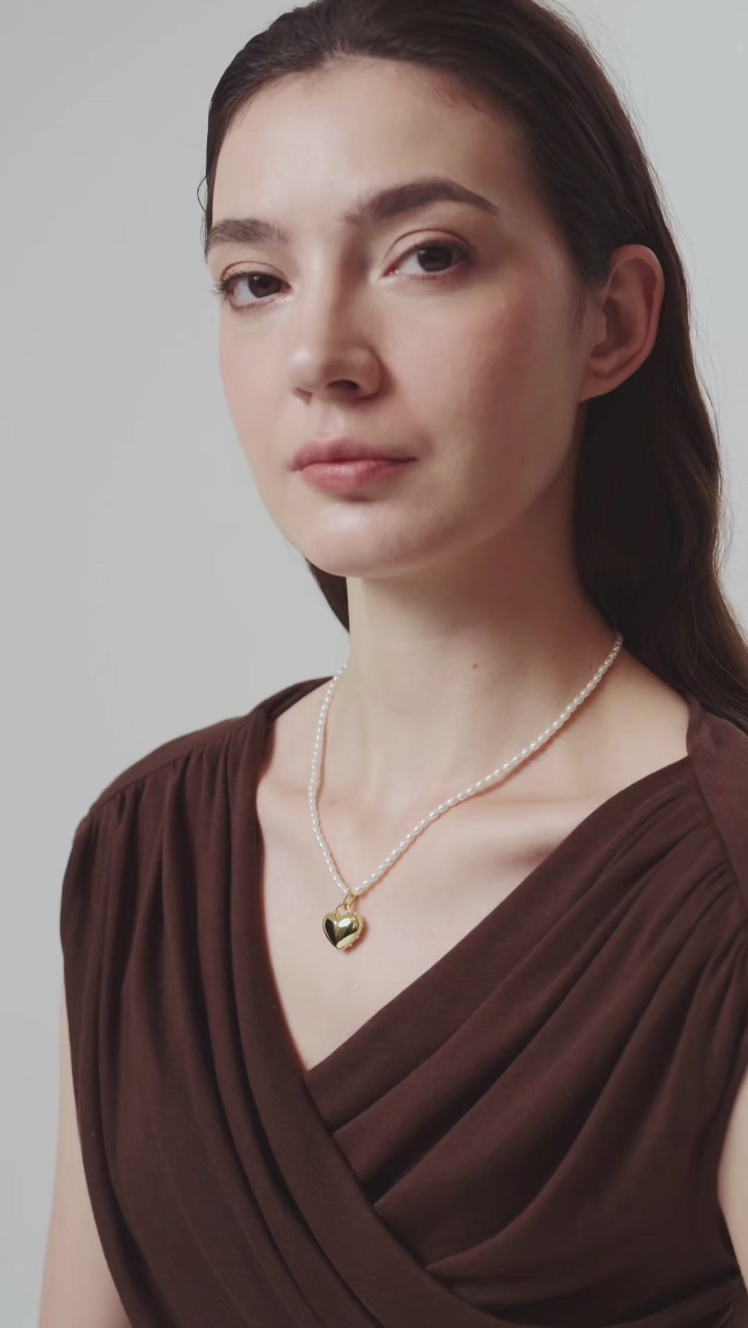 Golden Heart Pendant Pearl Beaded Necklace gembea jewelry