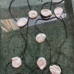 Large Petal Baroque Pearl Black Spinel Necklace-Gembea Jewelry