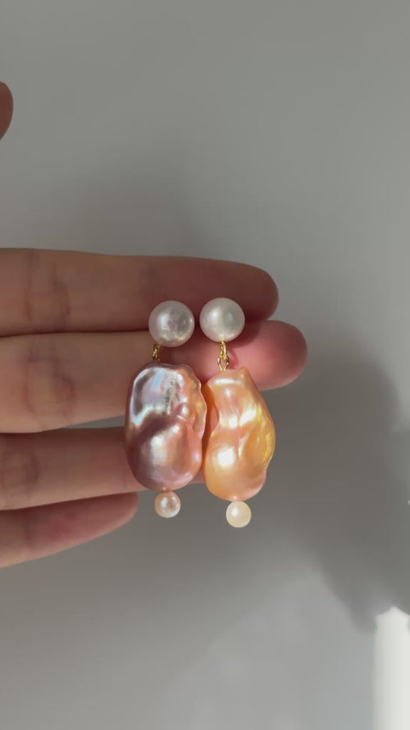 Colorful Baroque Pearl Drop Earrings gembea jewelry