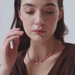 Bean Pod Red Agate Pearl Beaded Necklace gembea jewelry