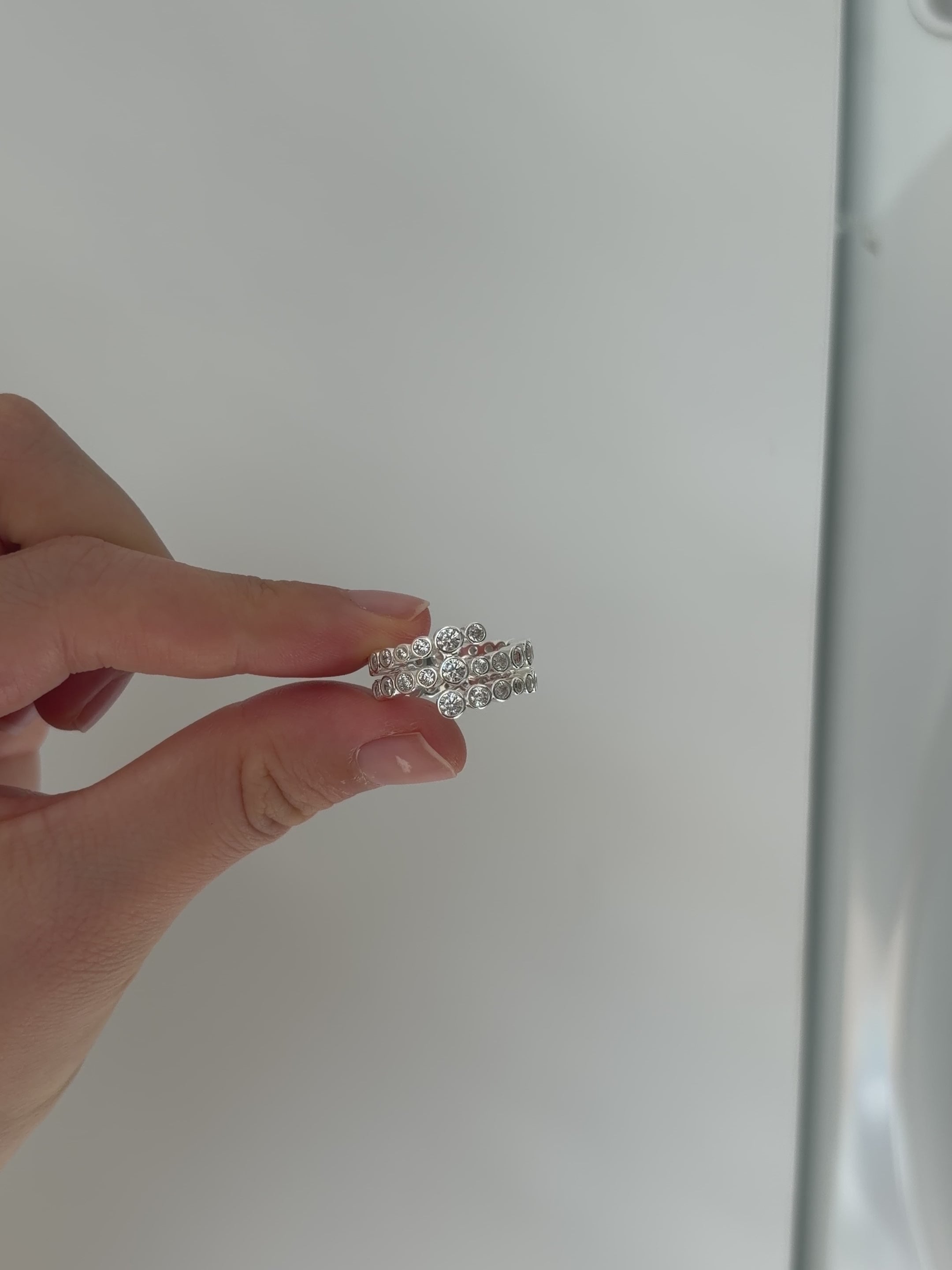 Lueur Bubble Three Layers Cubic Zircon Ring-Silver gembea jewelry