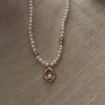 Elegant Pearl Beaded Pendant Necklace-gembea jewelry