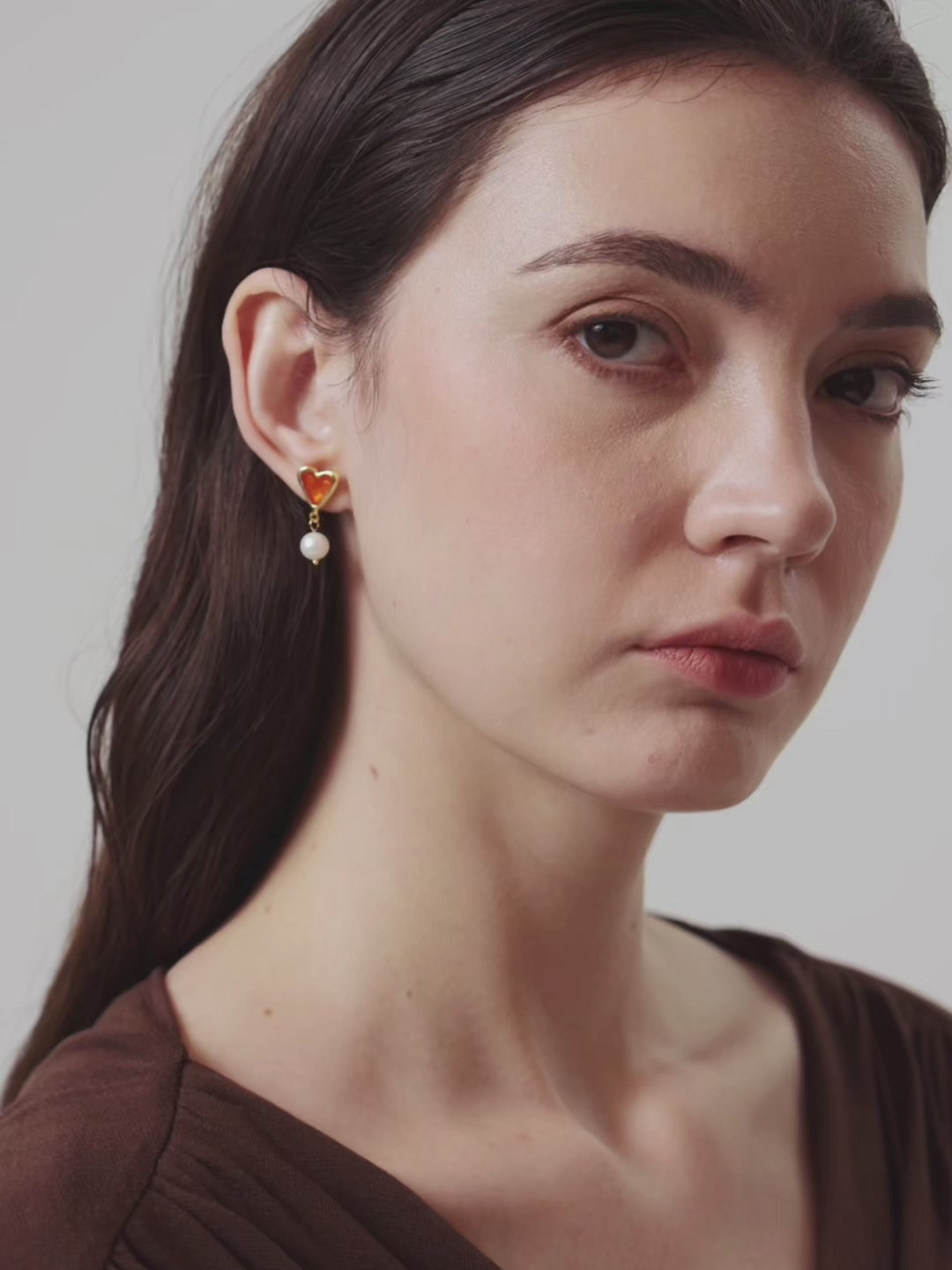 Vintage Heart-shaped Enamel Pearl Earrings gembea jewelry