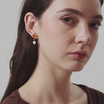 Vintage Heart-shaped Enamel Pearl Earrings gembea jewelry